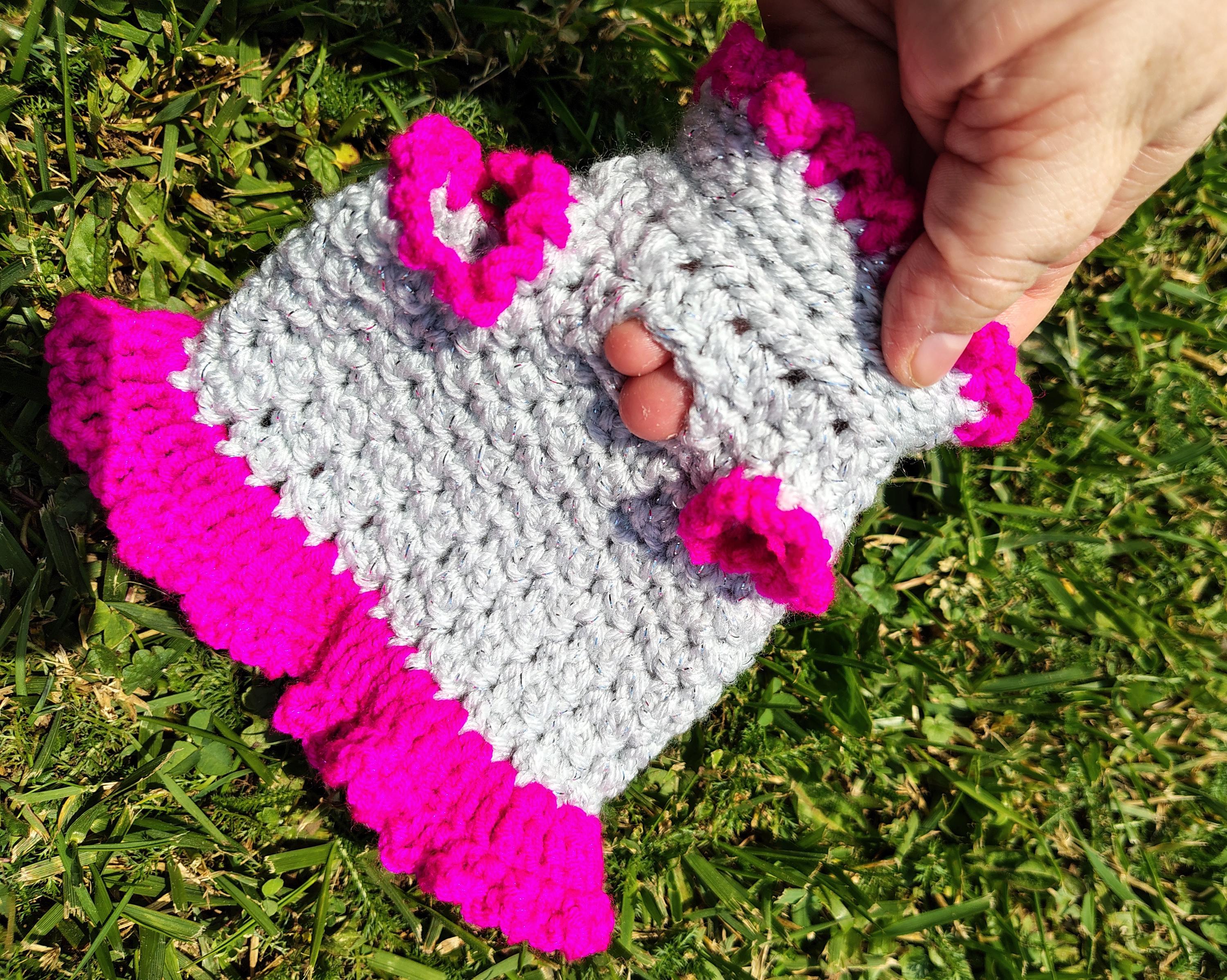 XXS Dog Dress, Pet Sweater, Handmade Dog Lover Gift Idea, Silver and Pink Tiny Dog Dress, Dog Mom Gift Idea, Hand Crocheted Pet Clothes - Thumbnail 4