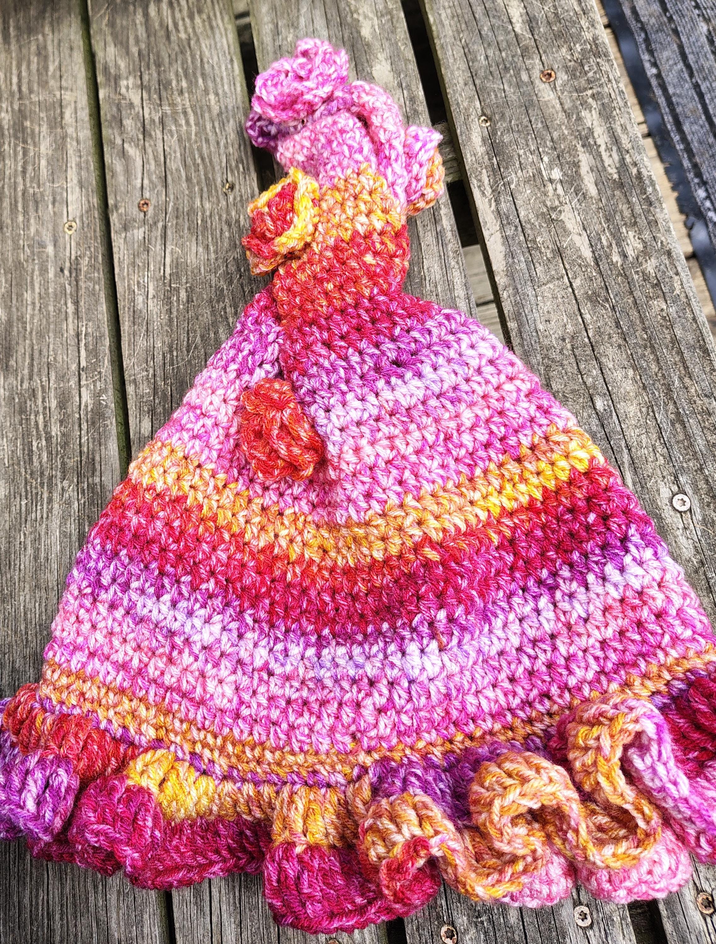 Handmade Crochet Twisted Rose Witch Hat: Witchy Costume - Thumbnail 3
