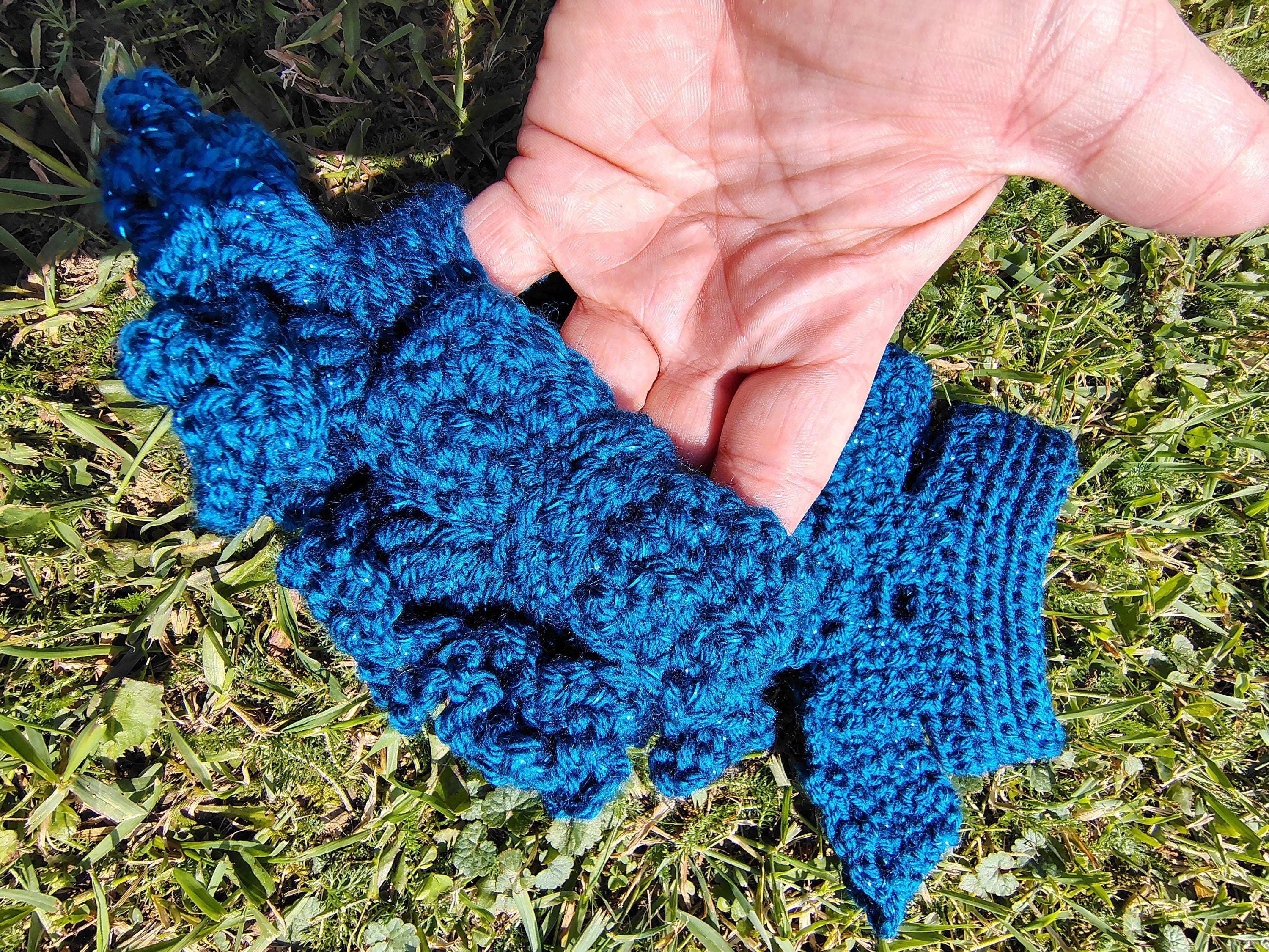 XS Dog Clothes, Two Piece Outfit, Blue Sparkle Pet Fashion, Gift Idea for Pet Owner, Crochet Dog Outfit, Boutique Dog Outfit - Thumbnail 3