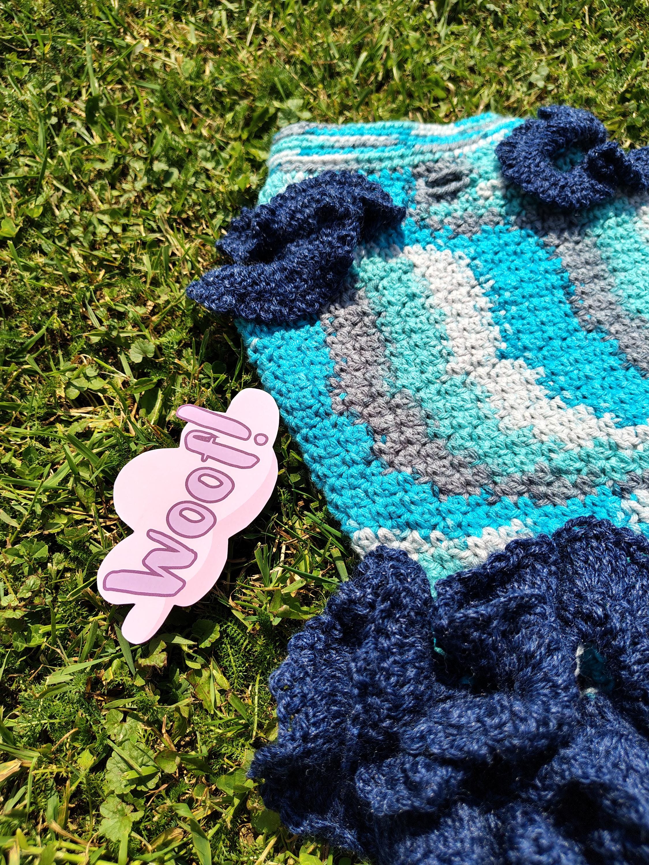 M Dog Sweater Dress with Ruffled Skirt, Boutique Dog Sweater, Unique Pet Gift Ideas, Crochet Dog Outfit, Dog Owner Gift - Thumbnail 6