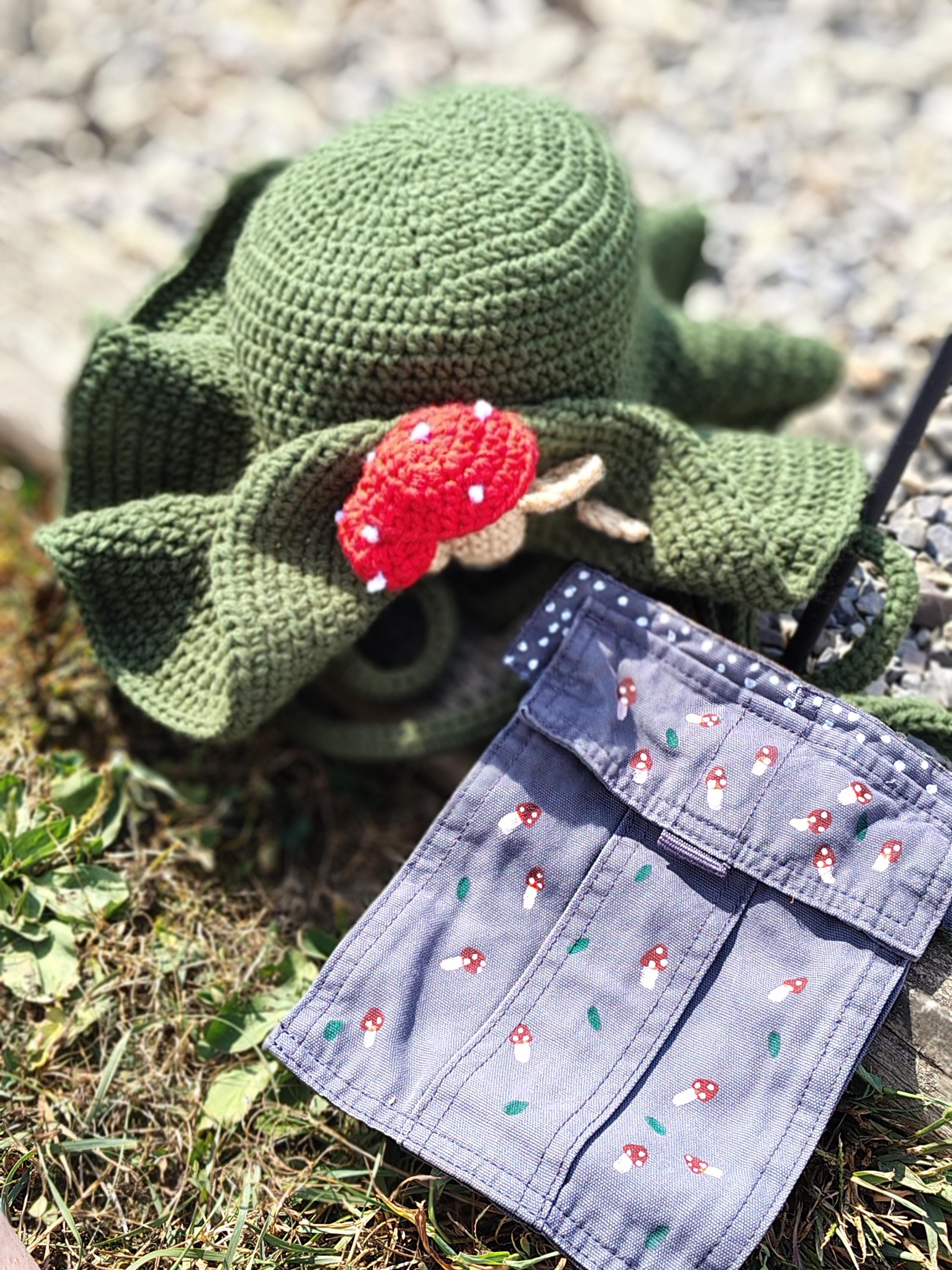 Cottagecore Mushroom Hat and Matching Cross Body Bag