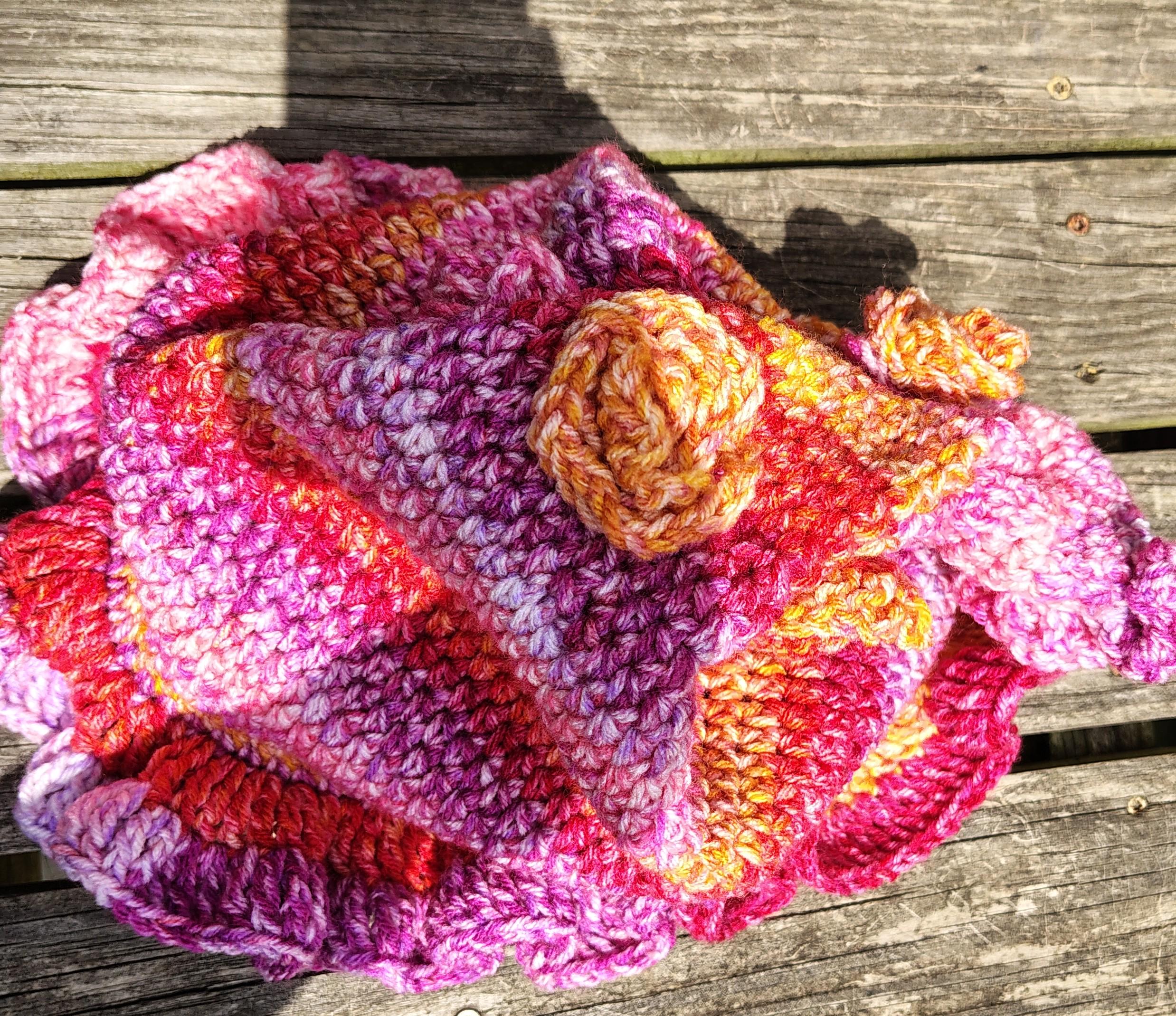 Handmade Crochet Twisted Rose Witch Hat: Witchy Costume - Thumbnail 5