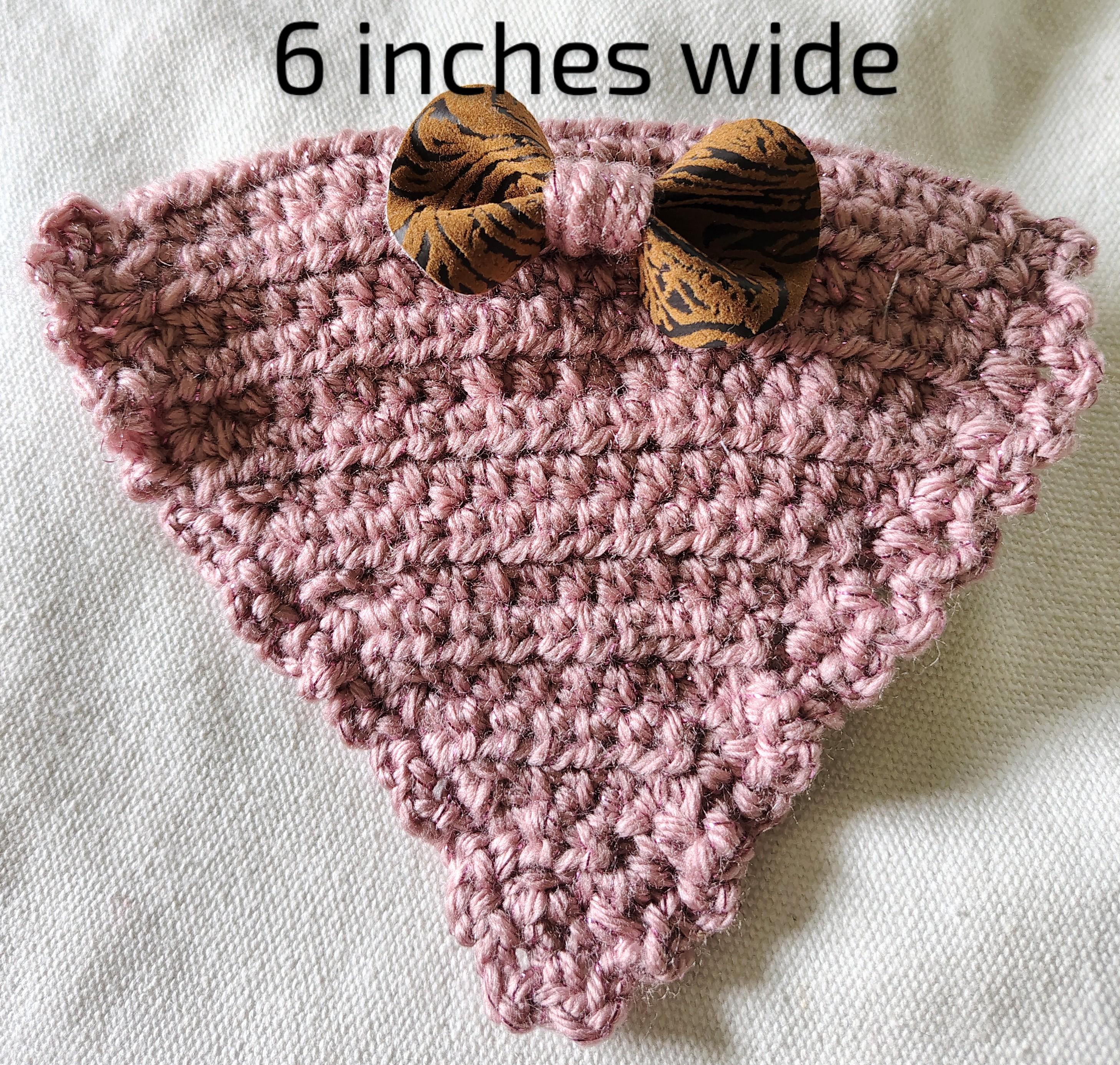 Dog Collar Handkerchief Accessory, Pet Neck Accessories, Bow Tie Bandana, Dog Mom Gift Idea, Pet Holiday Wear, Hand Crocheted, Pink and Red - Thumbnail 6