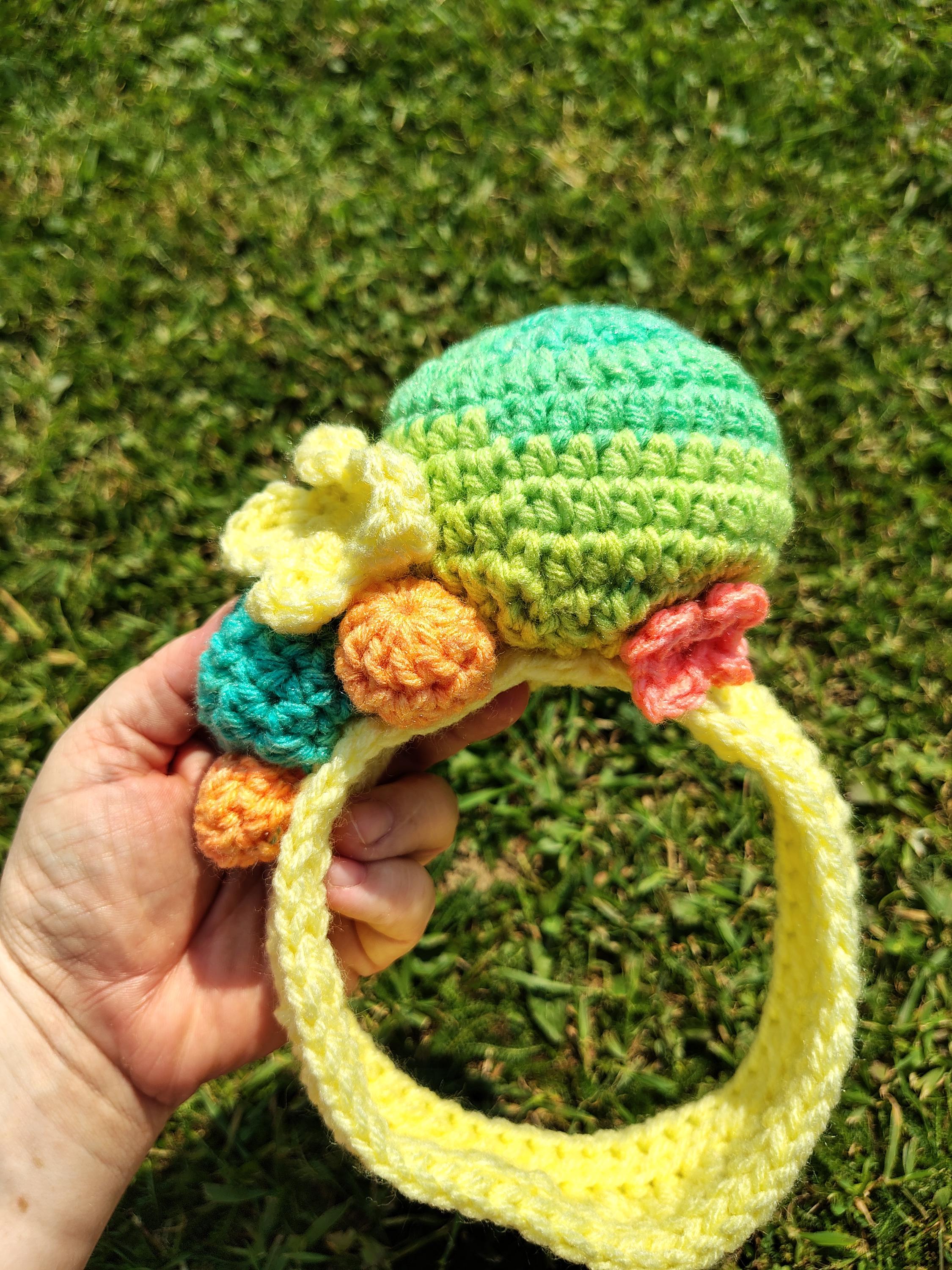 Crochet Dog Headband, Flower Pet Fashion, Mini Dog Hood, Pet Accessory, One of a Kind, Dog Owner Gift Idea, Easter Dog Hat - Thumbnail 3
