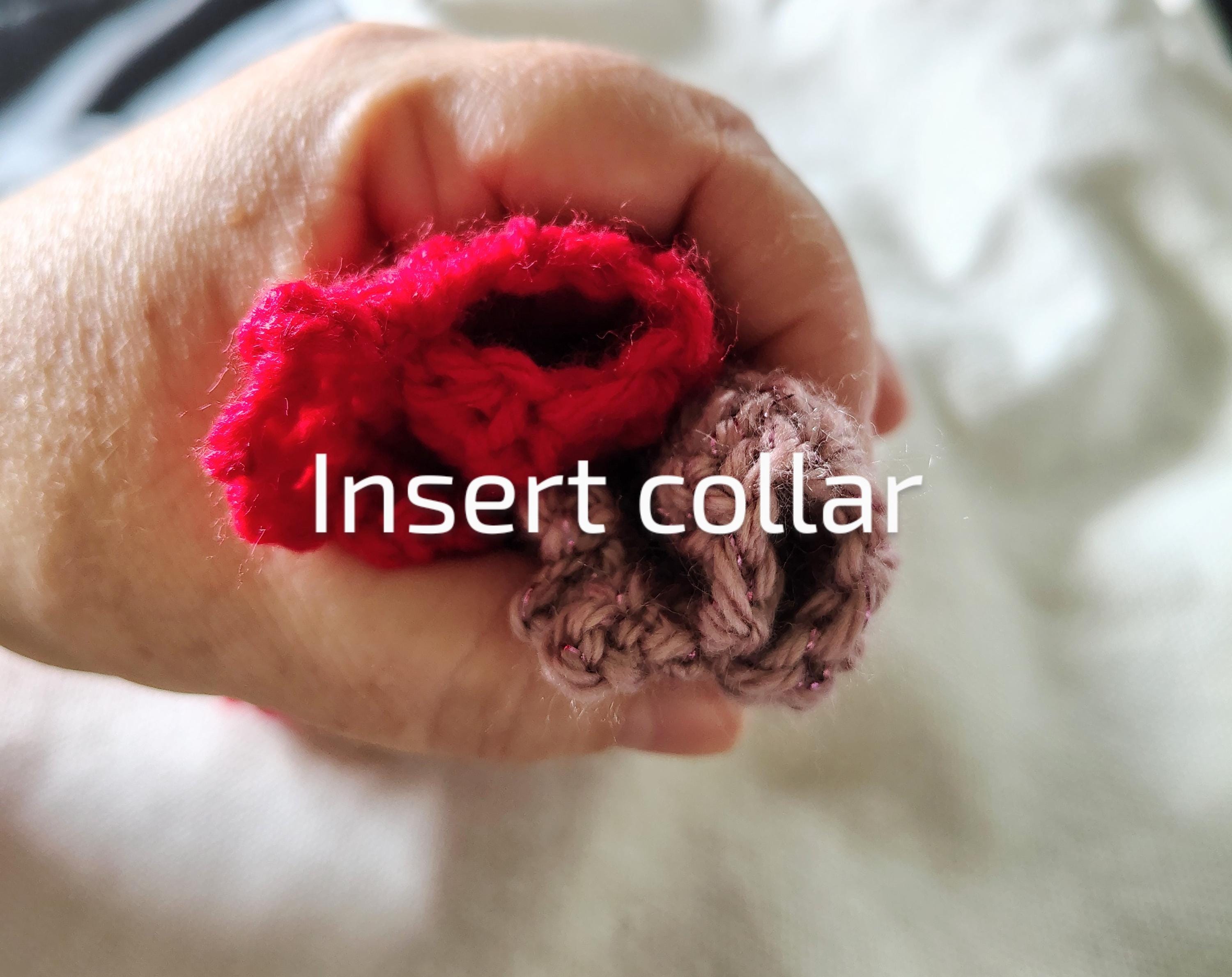 Dog Collar Accessory, Collar Push Through Decorative Accessory for Pet, Dog Bow Tie, Hand Corcheted Pet Collar Addon, Red and Pink Bows - Thumbnail 2