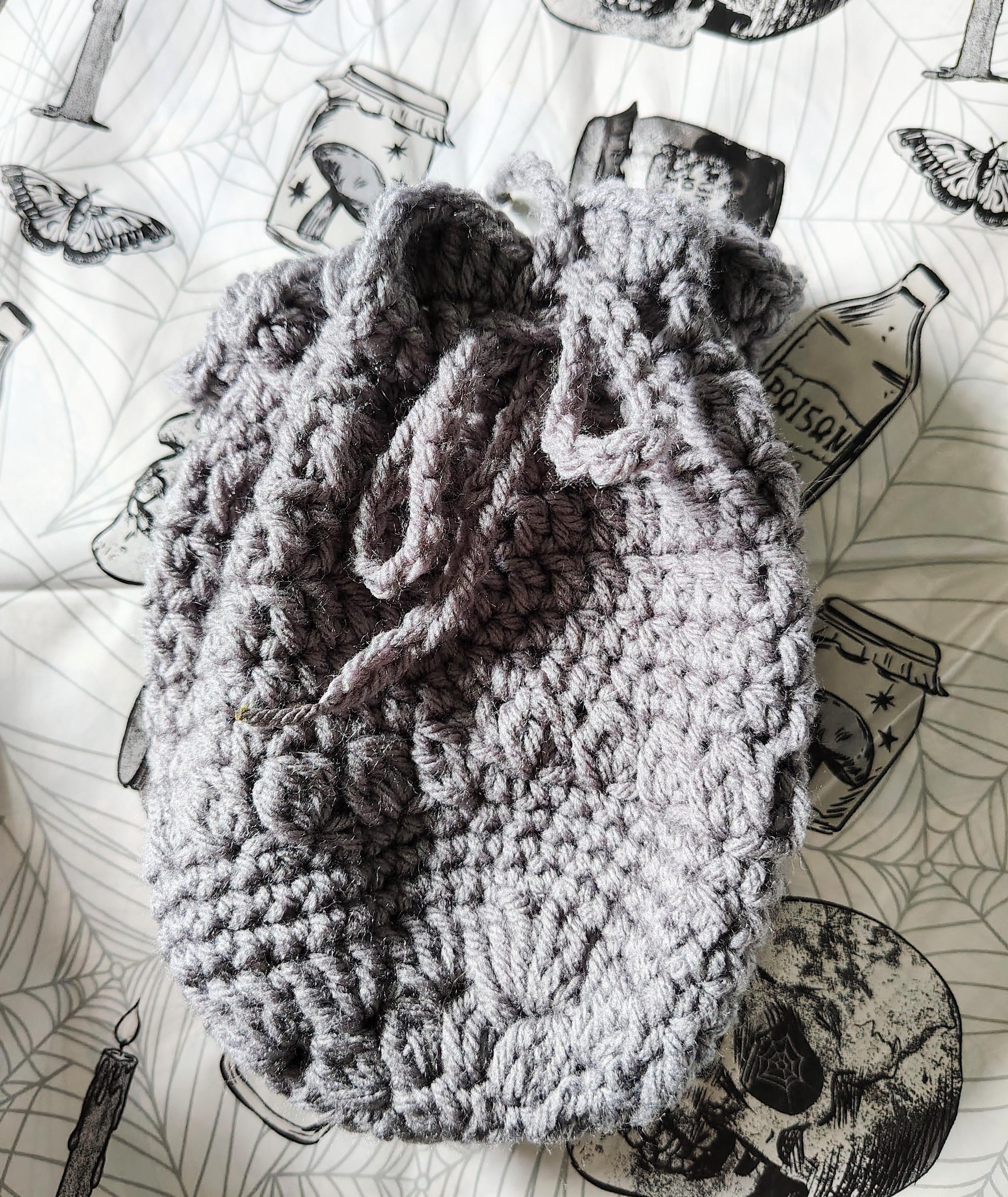 Crochet Granny Square Drawstring Pouch