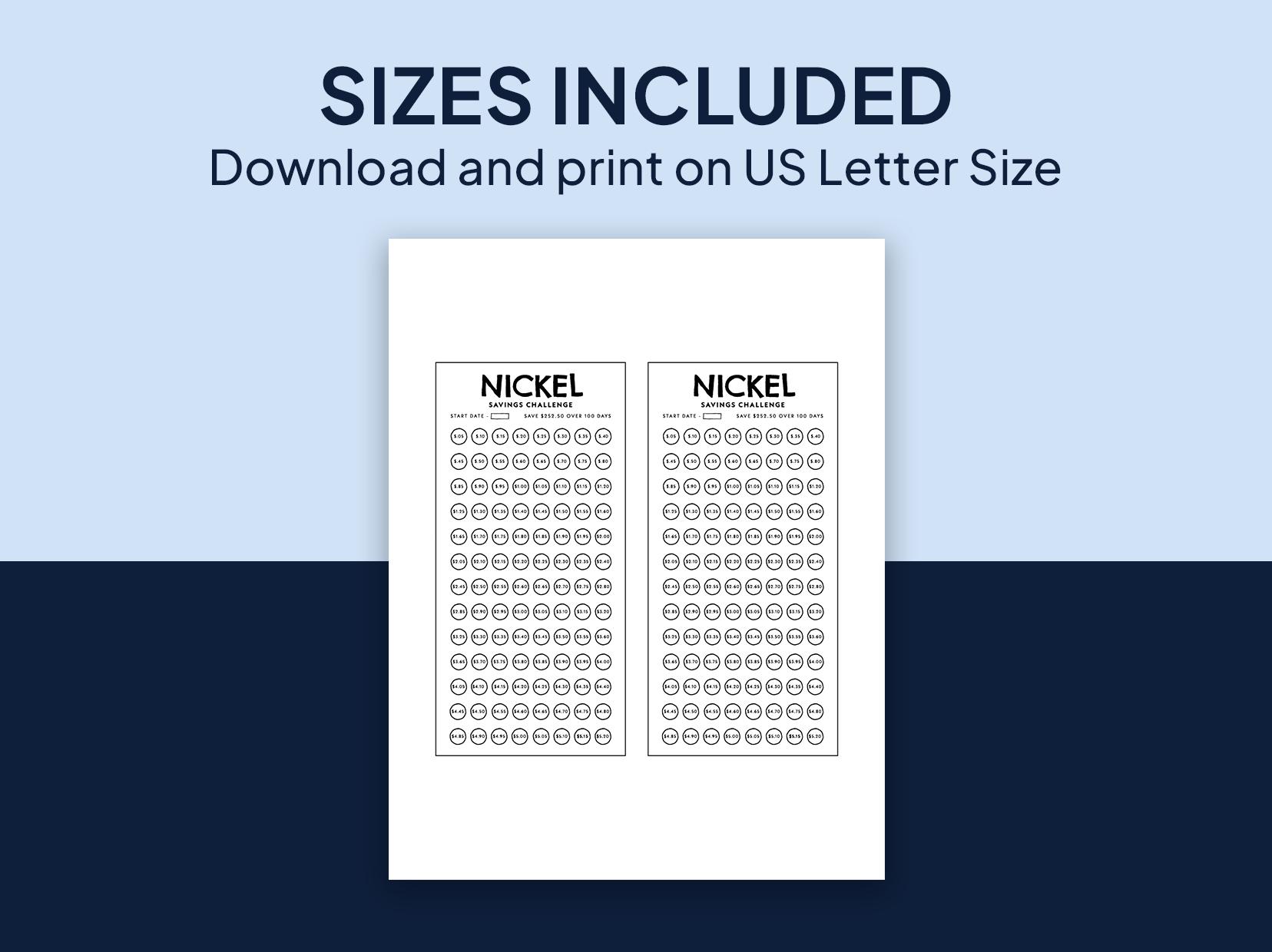 Nickel Savings Challenge Printable, Mini Savings Challenge, Coin ...