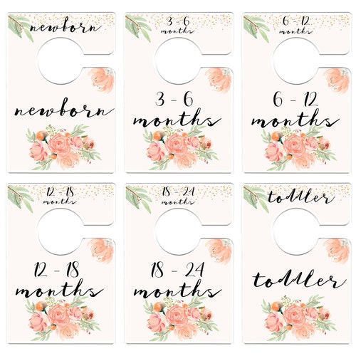 Floral Printable PDF Baby Nursery Closet Dividers and | Etsy