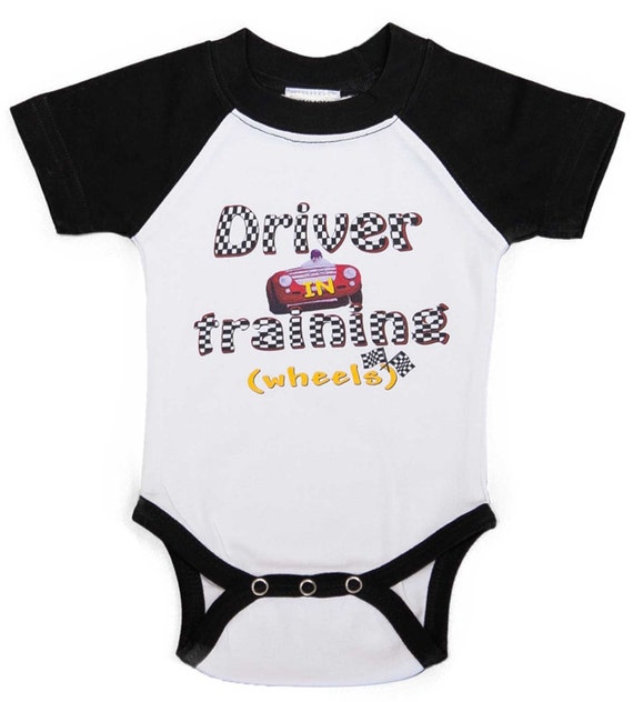 Funny Boy Romper Race Car Driver in Training Black Raglan Etsy