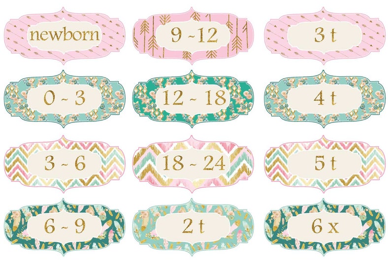 Baby Girl Closet Dividers Pink Mint Gold Boho Nursery Decor Flowers Arrows Clothes Organizers Baby Shower Gift Baby Girl