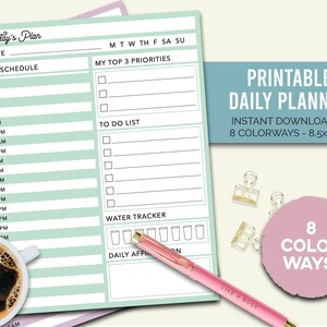 Day Planner Printable - 24 Hour Day Planner- Productivity Work Planner - Organizational Day Planner 8.5x11