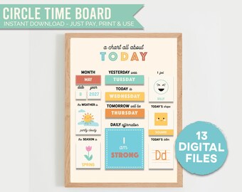 Circle Time Morning Board Printable - Homeschool Calendar - Instant Digital Download - Morning Board - AM Routine