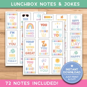 Notes de boîte à lunch - 72 notes, blagues et « saviez-vous » pour la boîte à lunch - Rentrée des enfants, garçons, filles - 8,5 x 11 - Affirmations positives