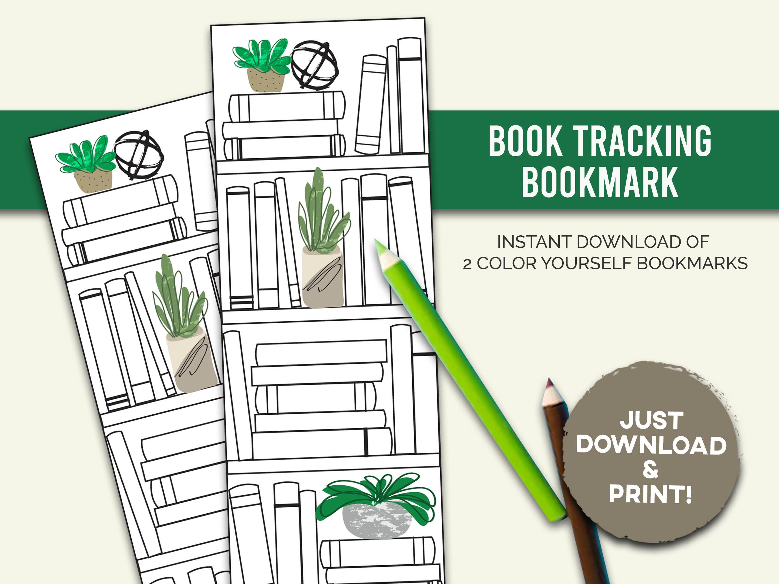 Printable Book Tracker Bookmark - Instant Download - 2x7" Color ...