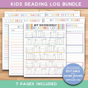 Registro di lettura per bambini / Diario di lettura stampabile / Tracciatore di libri / 100 libri / Tracciatore di lettura / Sfida di lettura / Lettura estiva