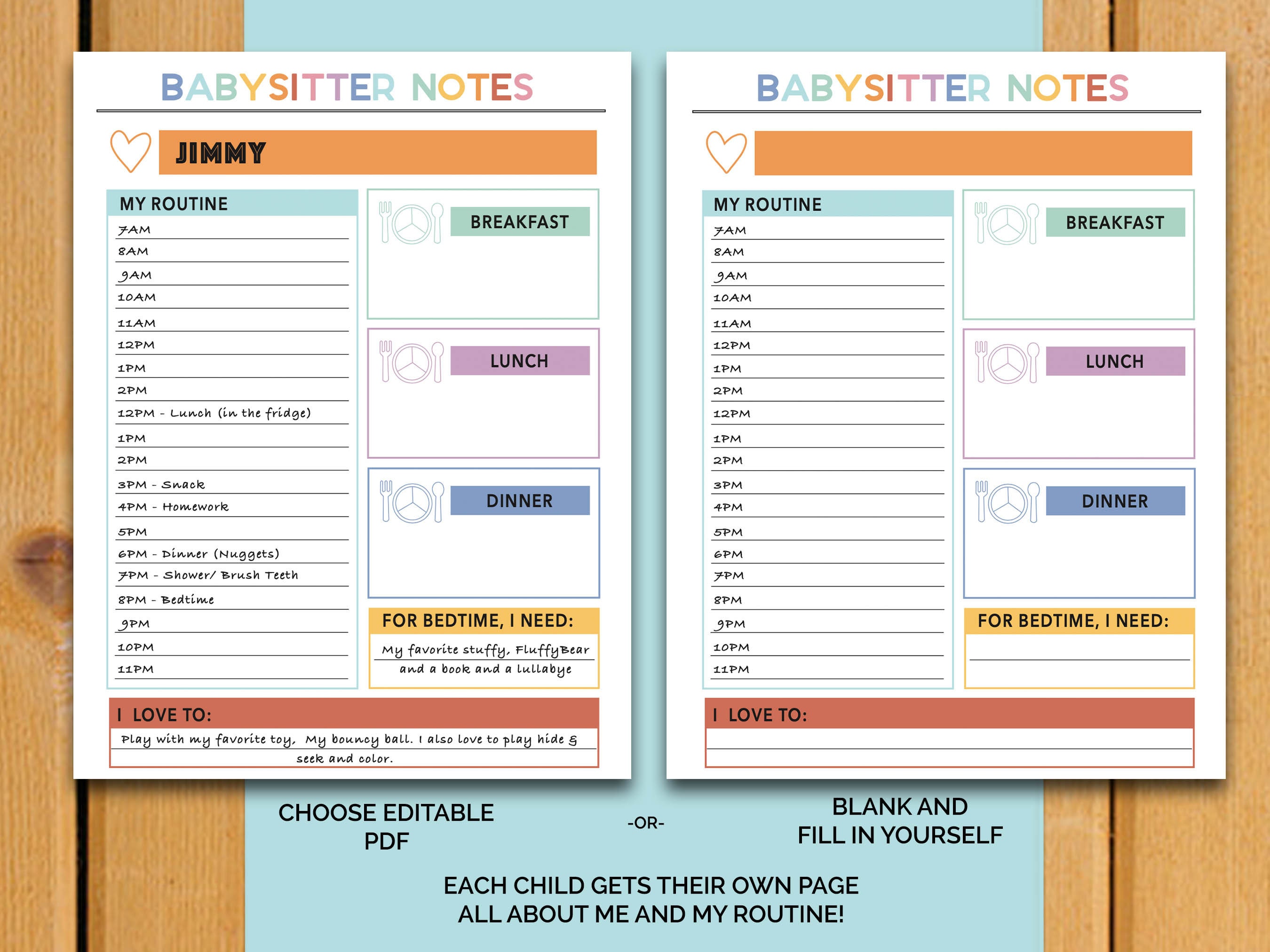 Babysitter BUNDLE Notes | Nanny Notes | Caregiver Printable - 8.5x11 ...