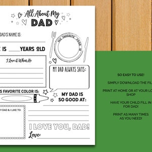All About DAD | Fathers Day Printable| Fathers Day Gift| Fill-in-the ...