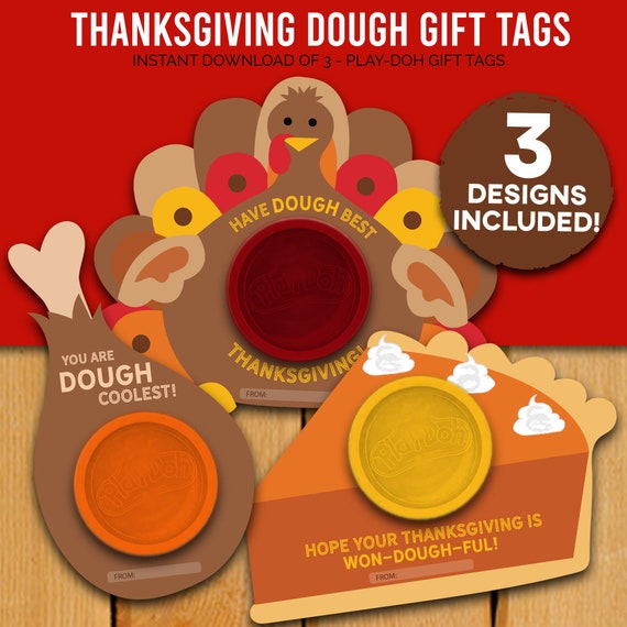 Thanksgiving PlayDough Gift Tag, Thankful Gift Tag, Non Candy Treat, Fall Party Tag, Thanksgiving Classroom Gift