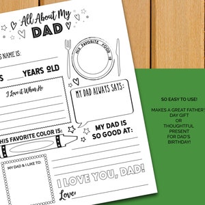 All About DAD | Fathers Day Printable| Fathers Day Gift| Fill-in-the ...