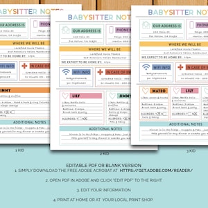 Babysitter BUNDLE Notes | Nanny Notes | Caregiver Printable - 8.5x11 ...