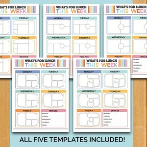 Bento Box Lunch Templates 5 Layouts Included Yumbox, Bentgo, Munchkin ...