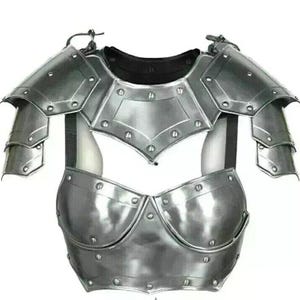 Medieval Steel Warrior Women’s Armor | Female Breastplate with Pauldrons | LARP, Cosplay & Costume Armor Set
