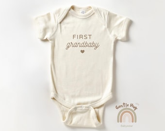 First Grandbaby Baby Bodysuit, Grandparent Announcement Bodysuit, New Grandchild Gift, Natural Neutral Baby Clothes