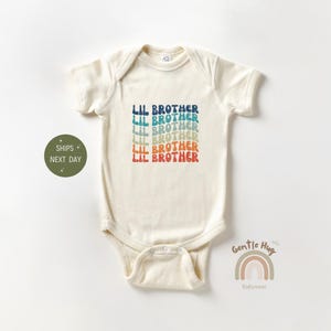 Little Brother Onesie®, Lil Bro Announcement Baby Onesie®, Retro New Baby Reveal Bodysuit, Baby Boy Onesie®, Cute Brother Matching Clothes