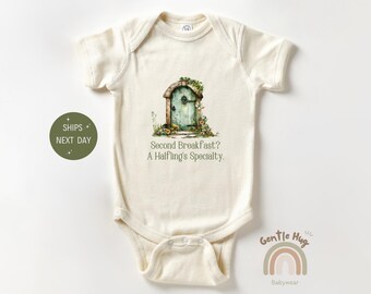 Halfling Bodysuit, Funny Halfling Bodysuit, Announcement Baby Bodysuit, Fantasy Bodysuit, Second Breakfast? Bodysuit, Cute Baby Clothes