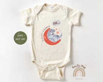 Sleepysaurus Dinosaur Baby Bodysuit, Cute Dino Bodysuit, Funny Baby Outfit, Adorable Newborn Clothes, Baby Shower Gift