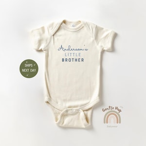 Custom Name Little Brother Onesie®, Little Brother Baby Bodysuit, Personalized Baby Shower Gift, Announcement Onesie®, Newborn Outfit