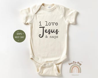 I Love Jesus and Naps Baby Onesie® - Cute Natural Baby Bodysuit - Religious Baby Onesie® - Nap Time Bodysuit - Baby Shower Gift Onesie®