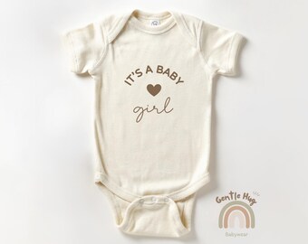 It’s A Baby Girl Baby Bodysuit Gender Reveal Bodysuit, Cute Newborn Announcement Outfit, Minimal Modern Neutral Baby Clothes