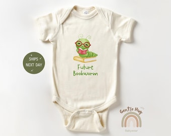 Future Book Worm Baby Bodysuit, Cute Worm Bodysuit, I Love Books Bodysuit, Baby Shower Gift, Funny Newborn Baby Bodysuit, Cute Baby Outfit