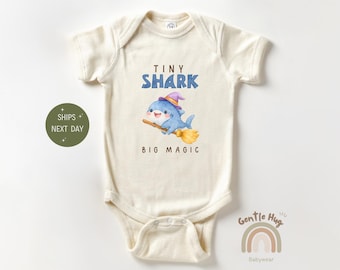 Tiny Shark Baby Bodysuit, Funny Ocean Bodysuit, Cute Sea Creature Infant Outfit, Baby Shower Gift, Adorable Baby Clothes