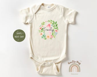Personalized First Birthday Girl Apparel, Wildflower Custom Baby Bodysuit, One Year Old Outfit, Floral Birthday Baby Gift, Cute Girl Apparel