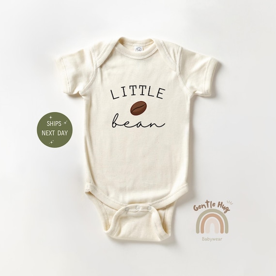 Little Bean Baby Bodysuit, Cute Coffee Bean Baby Bodysuit, Pregnancy Announcement Baby Outfit, Newborn Shower Gift, Natural Baby Clothes
