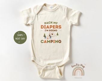 LuvlyCamping Baby Onesies® Brand Pack My Diapers I'M Going Camping Outfit Funny Baby Bodysuit Baby Shower Gift Grandparents Announcement 1025 New Born Baby S