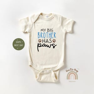 My Big Brother Has Paws Baby Onesie®, Newborn Baby Bodysuit, Family Baby Onesie®, Pregnancy Reveal Baby Onesie®, Baby Shower Gift