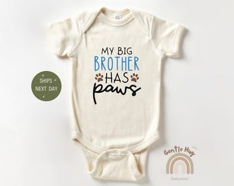 My Big Brother Has Paws Baby Bodysuit, Newborn Baby Bodysuit, Family Baby Bodysuit, Pregnancy Reveal Baby Bodysuit, Baby Shower Gift