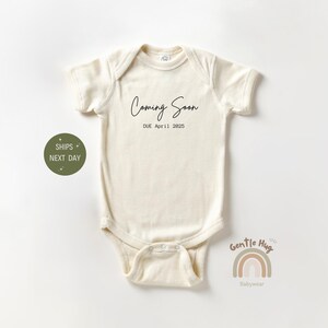 Coming Soon Announcement Onesie Bodysuit: Cute Baby Shower Gift, Newborn Outfit, Pregnancy Reveal Apparel for Expecting Moms