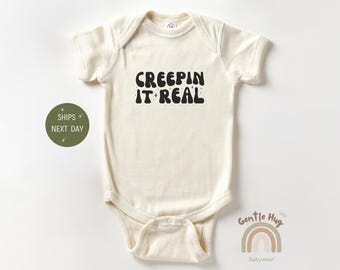 Creepin It Real Baby Bodysuit, Retro Halloween Baby Bodysuit, Funny Halloween Baby Bodysuit, Cute Baby Clothes, Baby Shower Gift