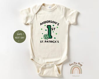 Custom My 1st St Patrick's Day Baby Bodysuit, St Patricks Day Bodysuit, Personalized Baby's 1st St Patricks Day Bodysuit, Cute Baby gift