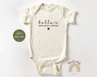 Custom New Best Friend Baby Bodysuit, Guarded by Fur & Love Baby Apparel, Dog Lover Baby Apparel,Funny Personalized Baby Announcement Outfit