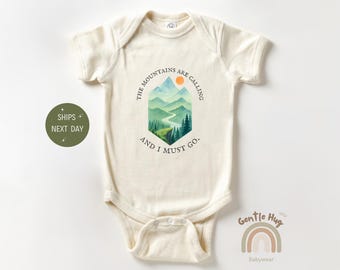 The Mountains Are Calling Baby Bodysuit, Boho Adventure Baby Bodysuit, Nature-Inspired Newborn Outfit, Outdoorsy Baby Gift, Hiking Bodysuit