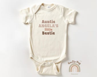 Custom Auntie Bodysuit, Retro Baby Announcement Bodysuit, Custom Niece or Nephew Outfit, Personalized Gift for Aunty or Auntie Bestie