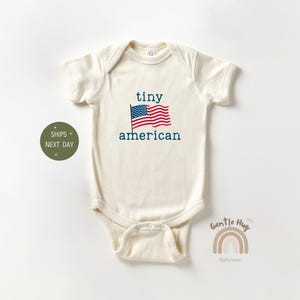 Tiny American Baby Onesie®, Patriotic Fourth of July Baby Outfit, Memorial Day Gift for Newborns, USA Baby Bodysuit, Natural Baby Clothes