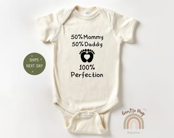 50 Mommy Daddy Perfection Bodysuit, Cute Newborn Bodysuit, Baby Shower Gift, Funny Baby Bodysuit, Natural Baby Bodysuit