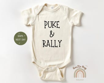 Funny Puke & Rally Baby Bodysuit, Cute Party Bodysuit, Hilarious Unisex Baby Outfit, Adorable Baby Gift, Baby Shower Clothes