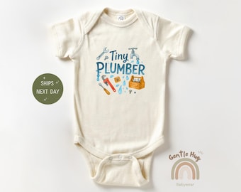 Tiny Plumber Baby Bodysuit, Funny Baby Outfit, Career Natural Baby Bodysuit, Cute Newborn Gift Idea, Future Plumber Baby Clothes